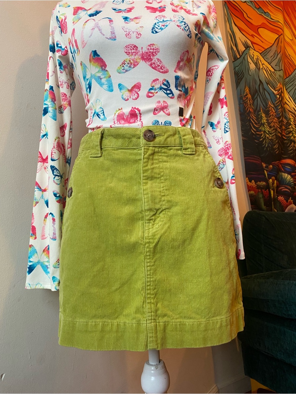 wild fable Lime Green Corduroy Mini Skirt